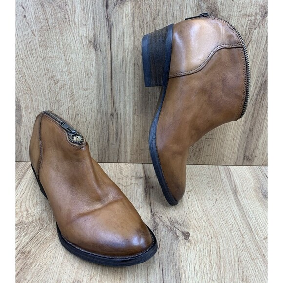 Very Volatile Sofia Ankle Boots Biker Bootie Full Zip Ankle Wmns 8 Brown Leather - Picture 1 of 16